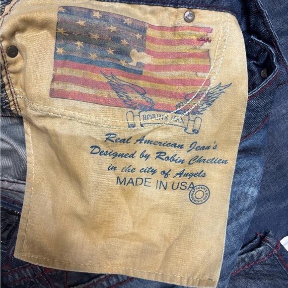 Robins Jean Embellished Rhinestone Straight SZ 44 Y2K - Picture 7 of 9